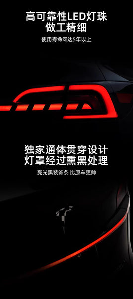 TYPY LED DRL Tesla Model 3 Model Y 2017-2023 Taillights Lightbar Start-up Welcome Dynamic Sequential Rear Lights Tail Lamps Smoke Black / Red LHD & RHD