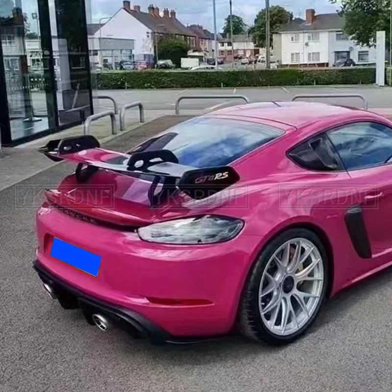 AKSH Aftermarket Porsche Boxster Cayman 718 987 997 998 981 911 GT4 Carbon Double Deck Blade Rear Spoiler Wing 718 987 997 998 981 911 Boxster GT4 Carbon