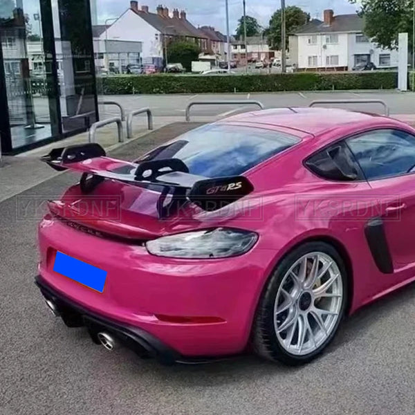 AKSH Aftermarket Porsche Boxster Cayman 718 987 997 998 981 911 GT4 Carbon Double Deck Blade Rear Spoiler Wing 718 987 997 998 981 911 Boxster GT4 Carbon