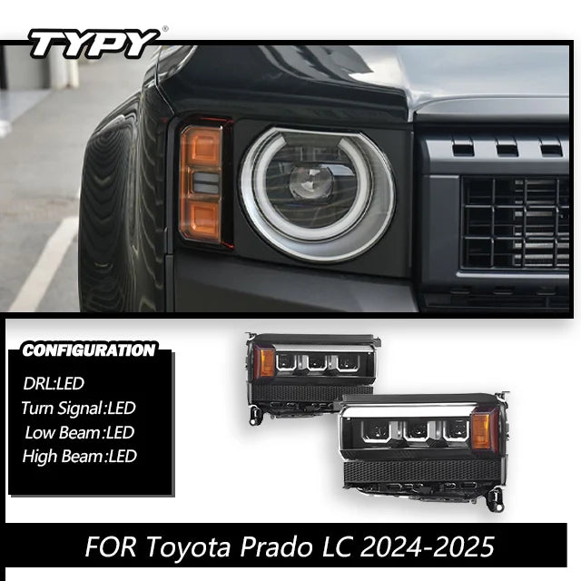 TYPY Car For Toyota Prado LC250 Headlight 2024-2025 Upgrade Modified New DRL Dynamic Turn Signal LED Headlight Auto Accessories