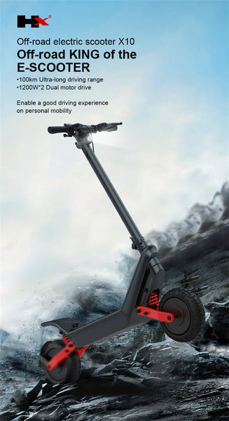 HX X10 Dual Motor Powerful Electric Scooter 2000W Off-road Adult 48V 18.2AH Electric Kick Scooter Foldable 11.0 Inch E Scooter