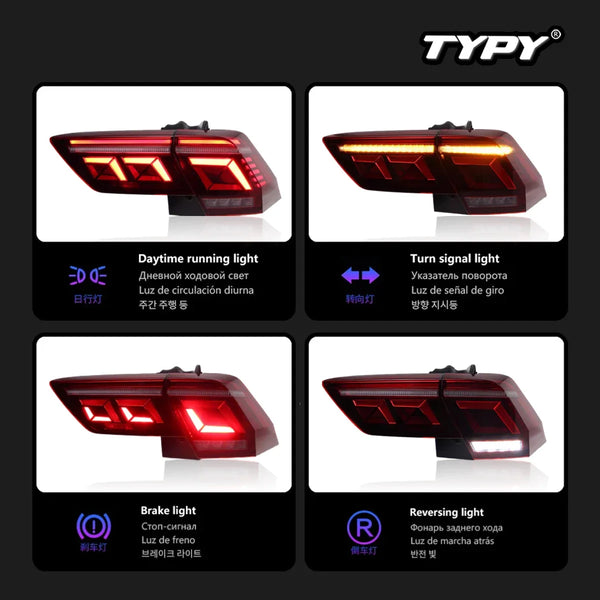 TYPY Car For Volkswagen Tiguan Taillights 2017-2022 Upgrade Modified LED Taillamps Dynamic Turn Signal Lamp DRL Car Accessories