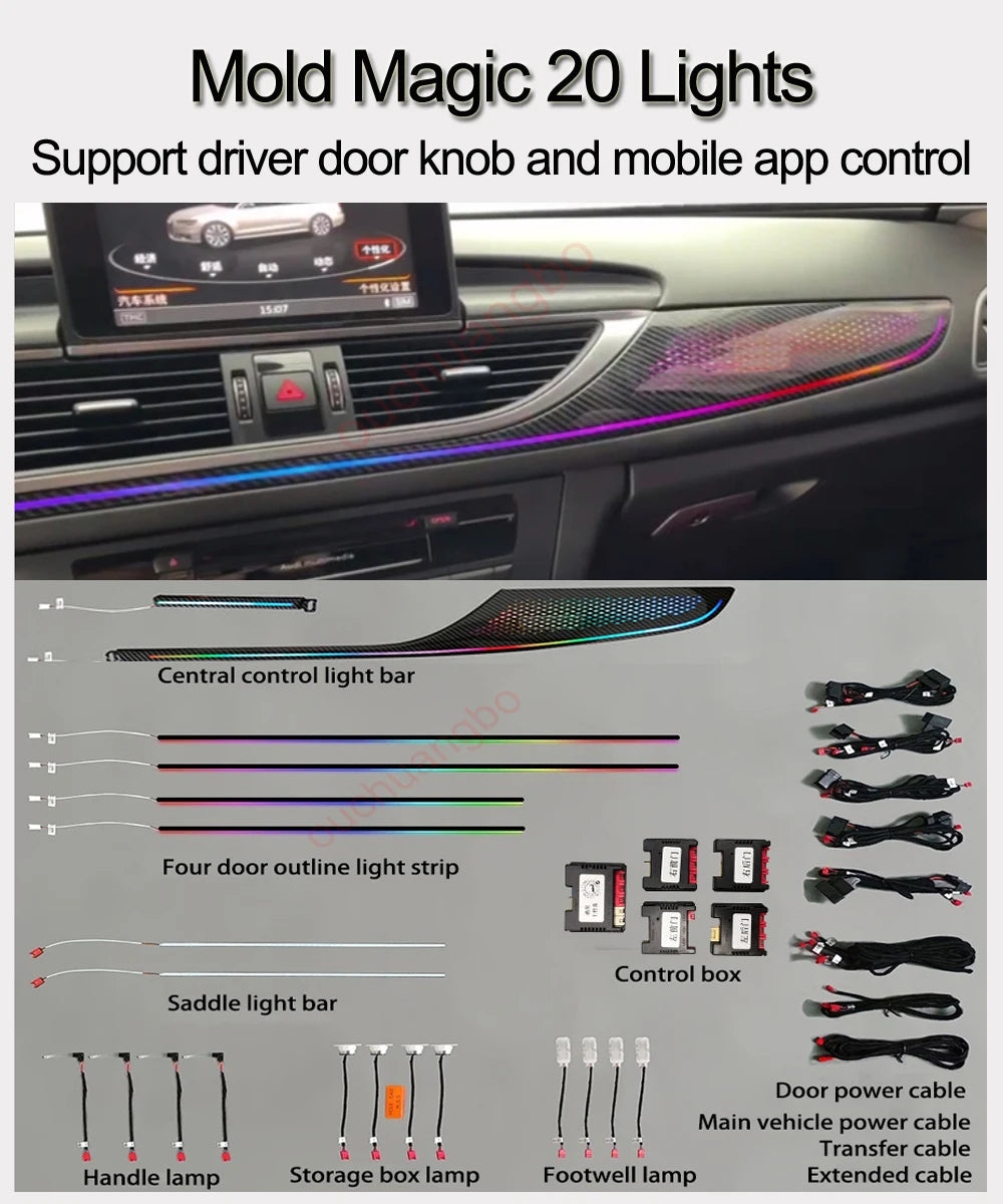 Ouchuangbo Ambient Light For A6 C7 S7 S6 A7 RS6 RS7 2013-2018 environmental Backlight Atmosphere Lamp Kit Symphony 256 Colors