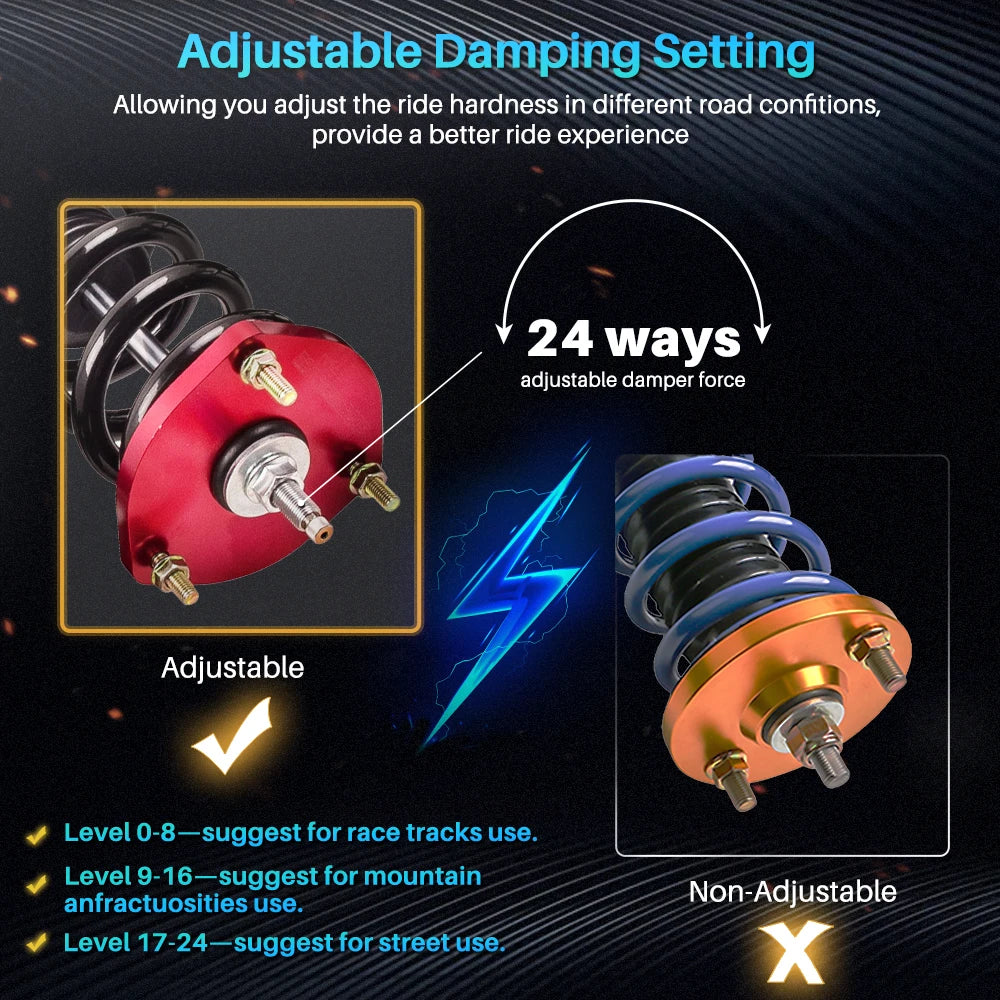 24 Way Damper Adjustable Coilovers Shocks Struts For Lexus 2001-2005 IS200 IS300 Coil Spring Kit