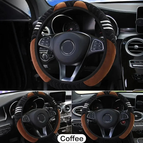 Breathable PU Leather Anti-Slip Universal Car Steering Wheel Cover, Interior Decoration Accessories