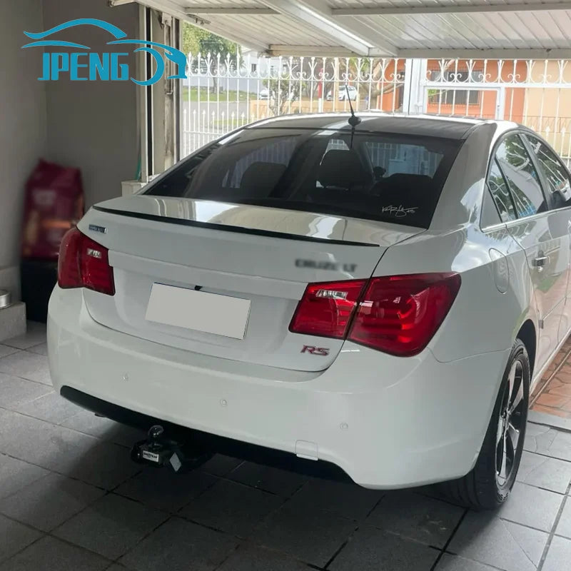 For Chevrolet Chevy Accessories Cruze Lt Rs 2010+ Car Rear Trunk Spoiler Wing Lip Glossy Black Rubber