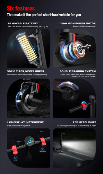 HUANCI X6 Electric Scooter Foldable 7.5A 350W 25KM/H Electric Scooters 36V e scooter 5.5 Inch Electric Scooter for Adults