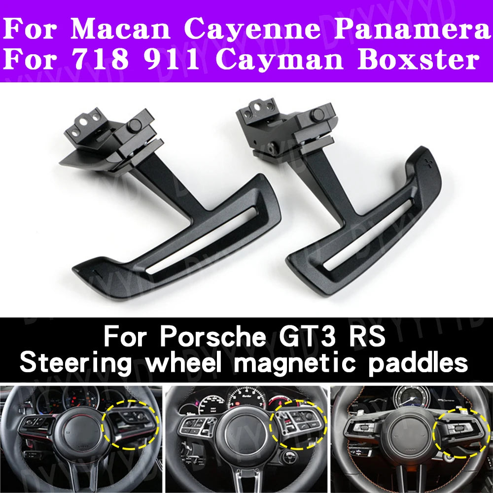 For Porsche 911.2 GT3 RS GT2 Carrera 718 GT4 Cayman Boxster Cayenne GTS Macan Interior Steering Wheel Magnetic Paddle Shift Pad