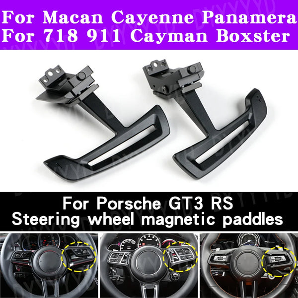 For Porsche 911.2 GT3 RS GT2 Carrera 718 GT4 Cayman Boxster Cayenne GTS Macan Interior Steering Wheel Magnetic Paddle Shift Pad