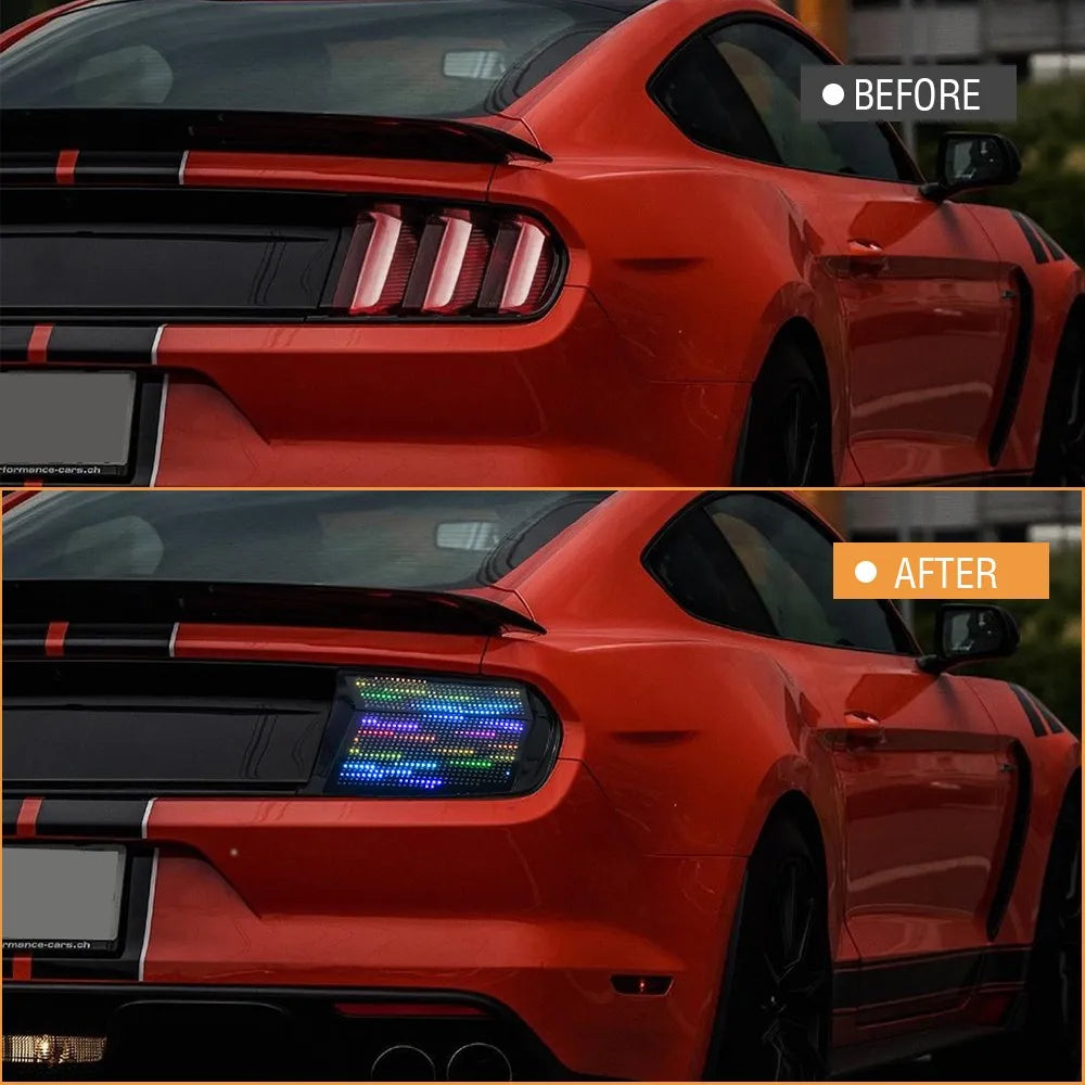 1 Pair RGB LED Tail Lights For Ford Mustang 2015-2023 Rear LampTurn Signal Light Animation Smoke Car Headlight Accessories