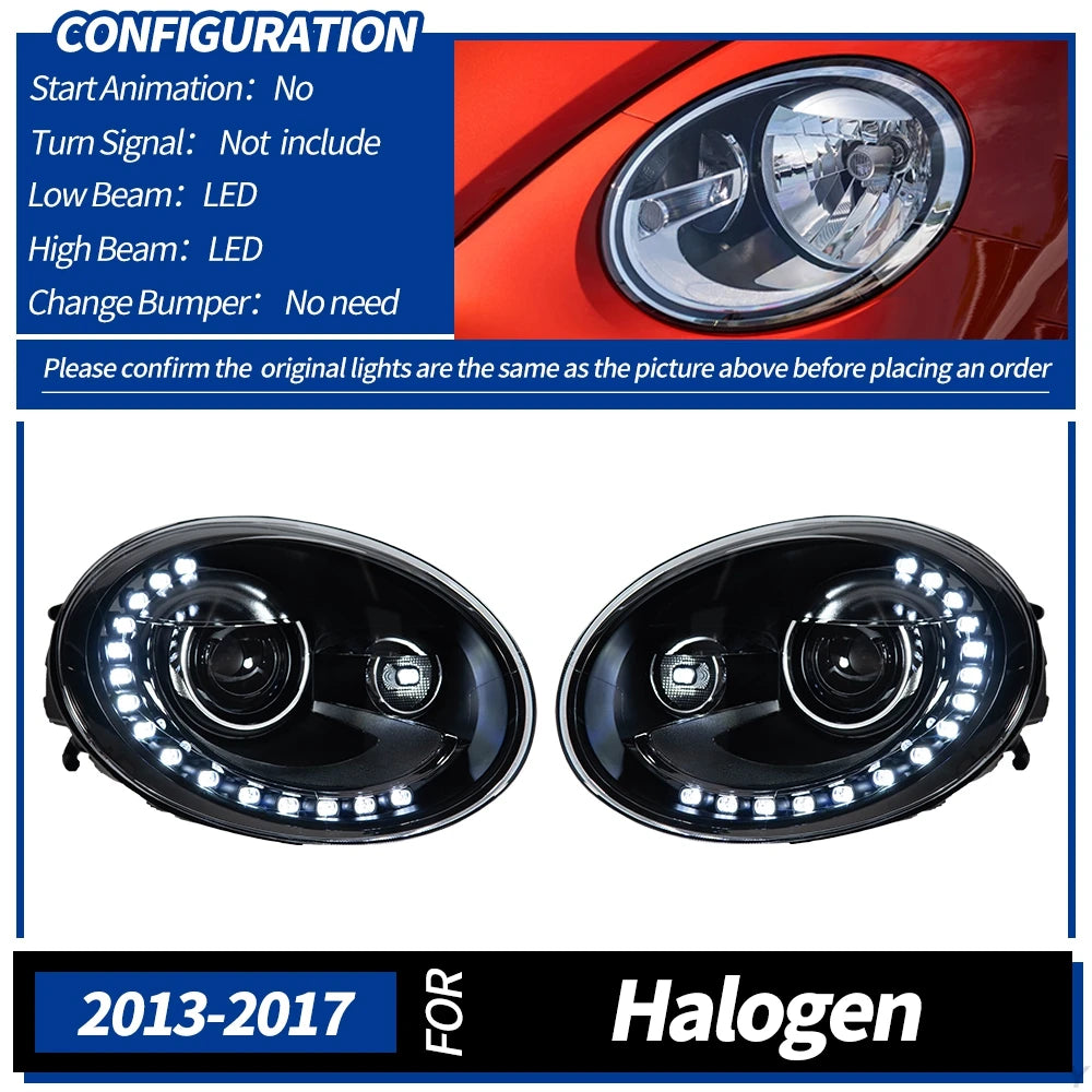 AKD Car Lights for VW Beetle Headlight 2013-2017 beetle Head Lamp Drl Projector Lens Automotive Accessories