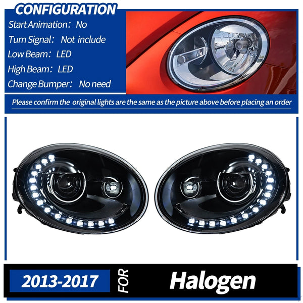 AKD Car Lights for VW Beetle Headlight 2013-2017 beetle Head Lamp Drl Projector Lens Automotive Accessories