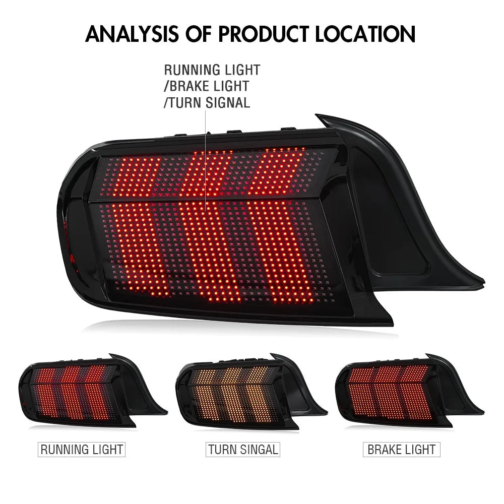 1 Pair RGB LED Tail Lights For Ford Mustang 2015-2023 Rear LampTurn Signal Light Animation Smoke Car Headlight Accessories