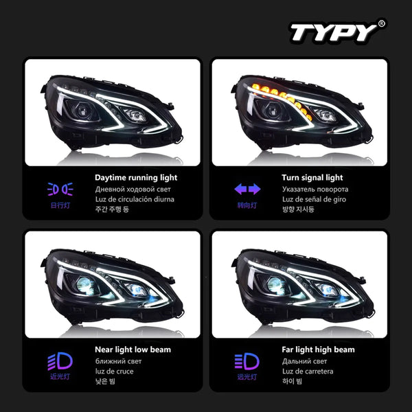 TYPY Car Headlights For Benz E-Class W212 2010-2016 LED Car Lamps Daytime Running Lights Dynamic Turn Signals Car Accessories