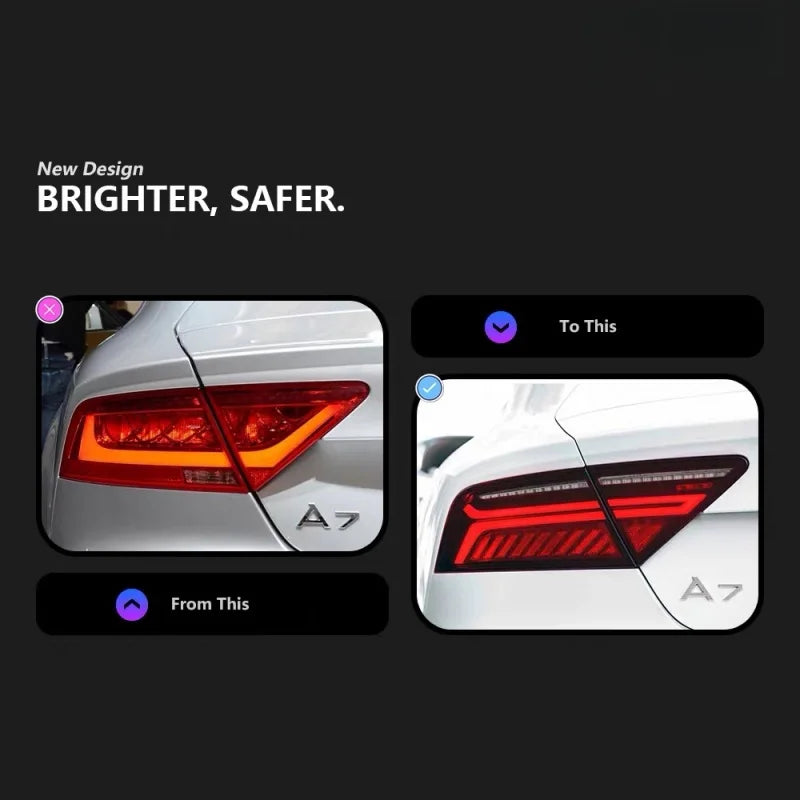 Auto Accessories 12 to 18 for Audi A7 Taillights Assemblies Modified with LED Water Steering Rear Tail Lamp A7 New Model