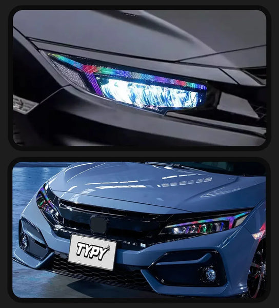 TYPY New LED Head Lamp Upgrade Modified For Honda Civic 10th RGB Headlight 2016-2021 Dynamic Signal Head Lamp Auto Accessories
