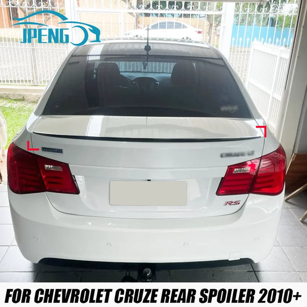 For Chevrolet Chevy Accessories Cruze Lt Rs 2010+ Car Rear Trunk Spoiler Wing Lip Glossy Black Rubber