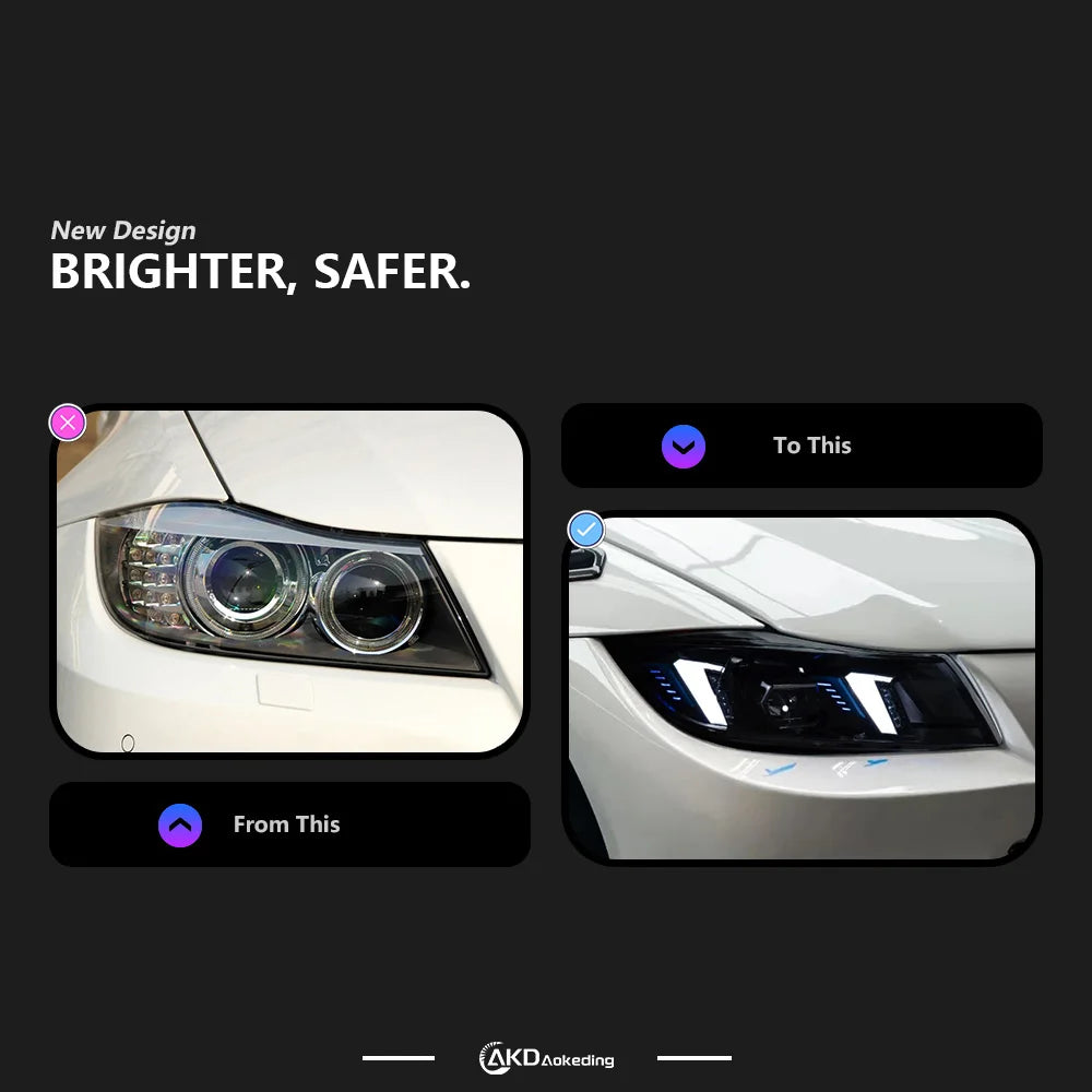 AKD Head Lamp for BMW E90 LED Headlight 2005-2012 Headlights 320i 325i 318i DRL Turn Signal High Beam Projector Lens
