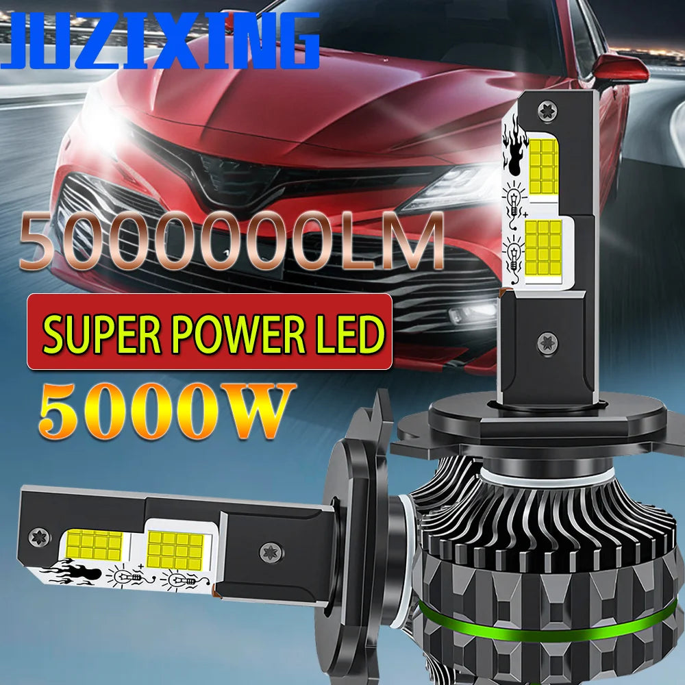 JUZIXING Auto LED Headlights for 5000W Powerful Lamp Projector  6000K Canbus No Errors Car Light Super H1 H9 9005 HB3 9006 HB4