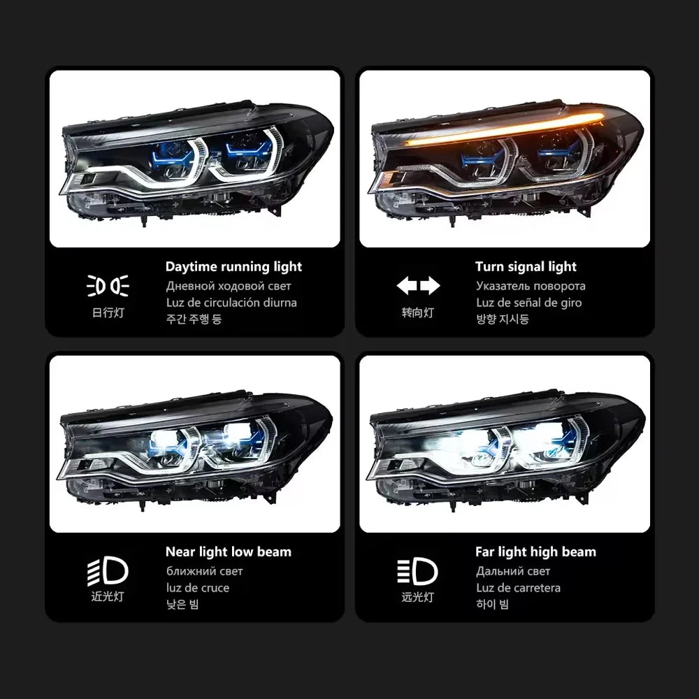 Car For BMW 5 Series G30 G38 Headlights 2018-2020 Upgrade Modified to New DRL Dynamic Turn Signal LED Headlight Auto Accessories