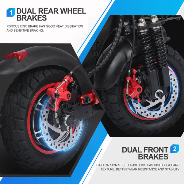 1200W Electric Scooter with Seat for Adult, Max Speed 34mph, 35miles Range, 11'' Off-road Tires, Fast E-scooter for Commuting