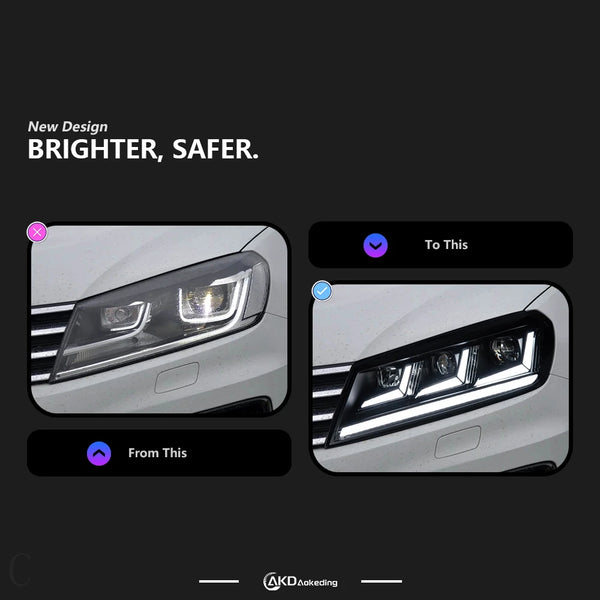 AKD 2 PCS car for Volkswagen Touareg LED Headlights 2016-2018 Touareg LED Angel Eye Daytime Running Light Options Headlight
