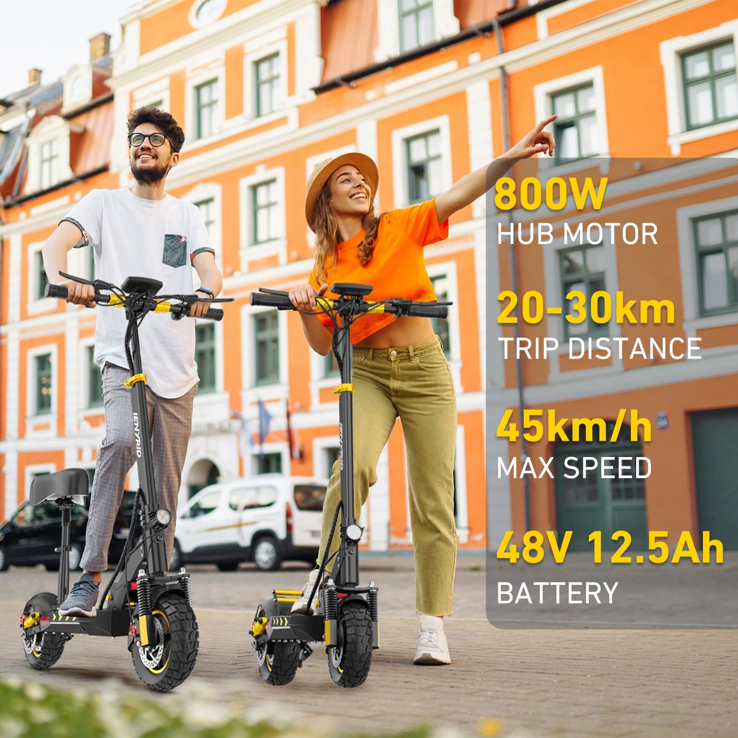 IENYRID M4 Pro S+Electric Scooter 800W Motor 48V 12.5AH Battery 10"Tire Escooter 45km/h Max 40-50KM Range Disc Brake LCD Display