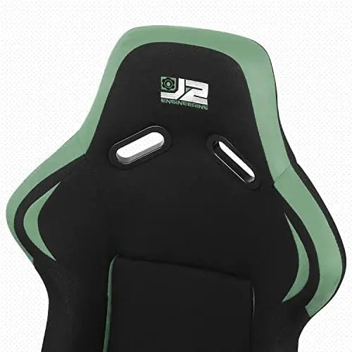 Pair Of Universal Fiberglass Black Green Suede Bucket Racing Seat Come With Double Slider1022