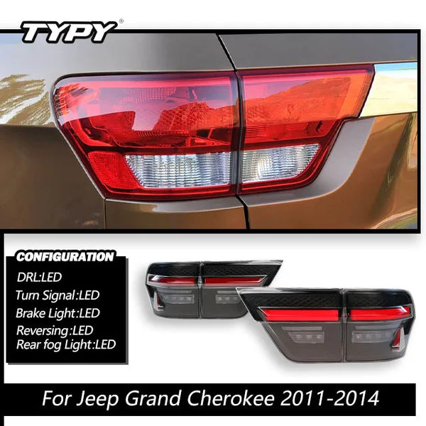 TYPY Car For Jeep Grand Cherokee Taillight 2011-2014 Upgrade Modified to New DRL Dynamic Turn Signal LED Taillight Auto Accessor