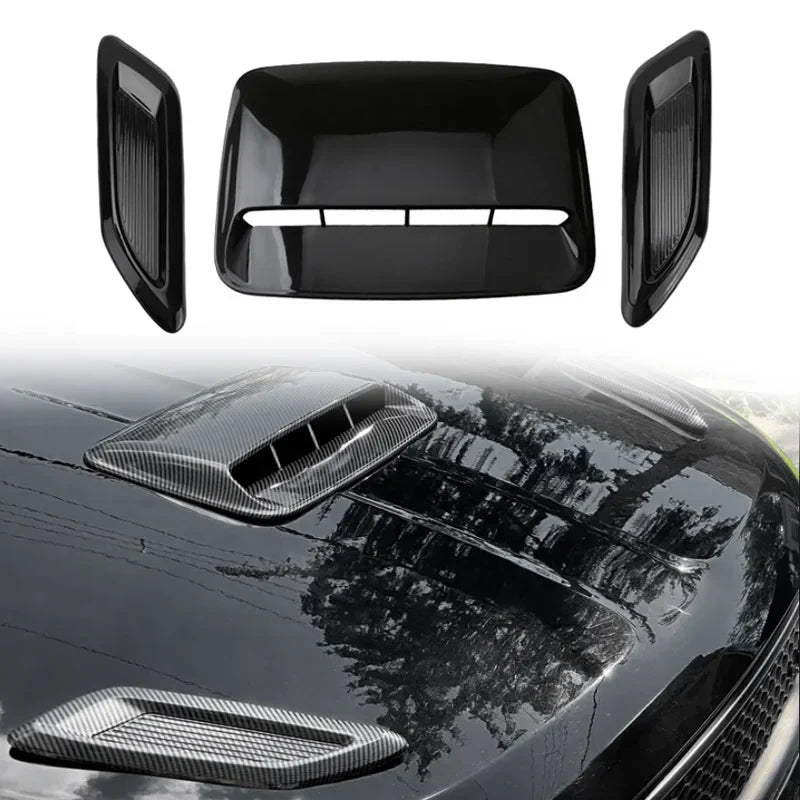 40cm Universal Car Air Flow Decorative Intake Hood Scoop Bonnet Vent Sticker Cover Hood Geared to fit any FLAT Hood Vehicle