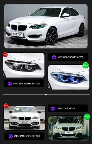 TYPY New LED Head Lamp Upgrade Modified For BMW 2 Series F22 RGB Headlight 2014-2019 Dynamic Signal Head Lamp Auto Accessories