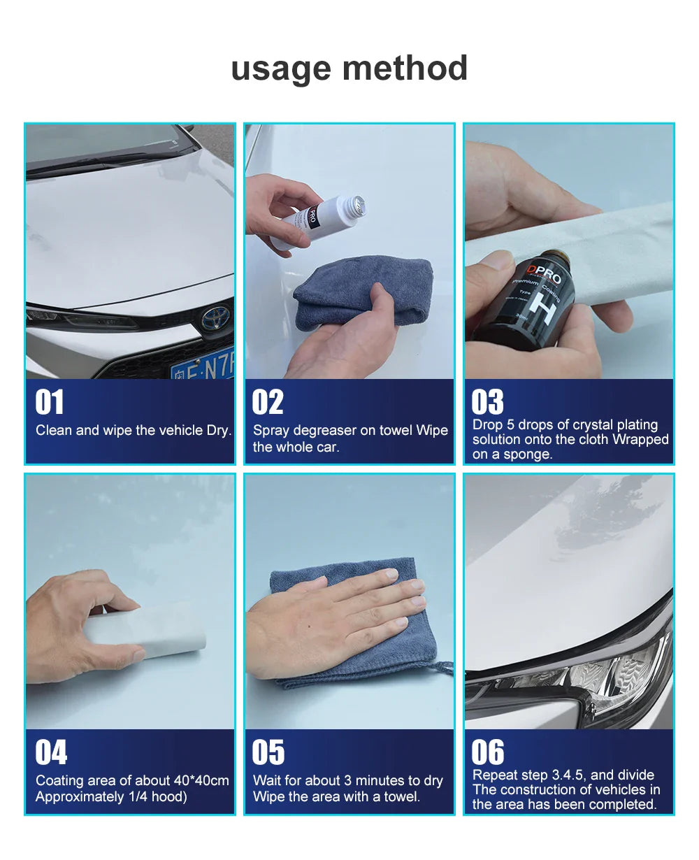 Dpro 9H Ceramic Car Coating Liquid Glass Waterproof Nano Ceramics Paint Care Anti-scratch Hydrophobic Car Detailing Polish Kit