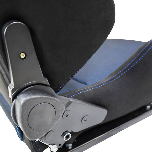 JIABEIR 1099 Universal Slider Quick Release Black Suede Blue Mesh Bucket Racing Seats