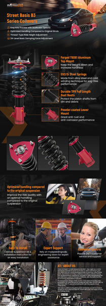 24 Way Coilovers Shocks Springs Kit for Subaru Impreza WRX 02-07 Forester 03-08