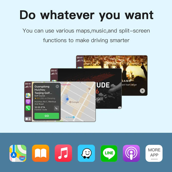 CARABC Wireless CarPlay Android AUTO for Audi A4/A5/Q5/S4/S5/A6/A7 Module supports OEM and retrofit rearview camera