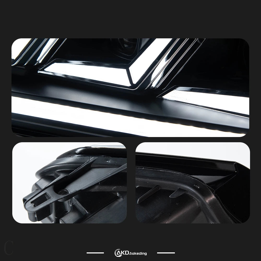 AKD 2 PCS car for Volkswagen Touareg LED Headlights 2016-2018 Touareg LED Angel Eye Daytime Running Light Options Headlight