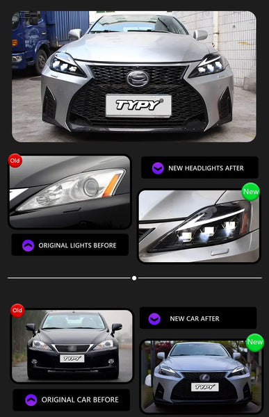 TYPY LED Headlights for Lexus IS350 2006-2012 IS250 IS350C ISF 220d RGB Car Front Lamps Start UP