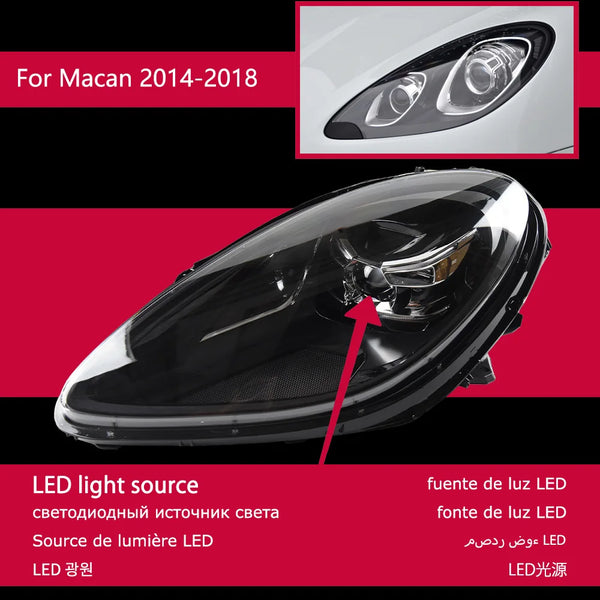 AKD Car Styling Head Lamp for Porsche Macan Headlights 2014-2019 Macan S LED Headlight Projector Lens Drl Automotive Accessories