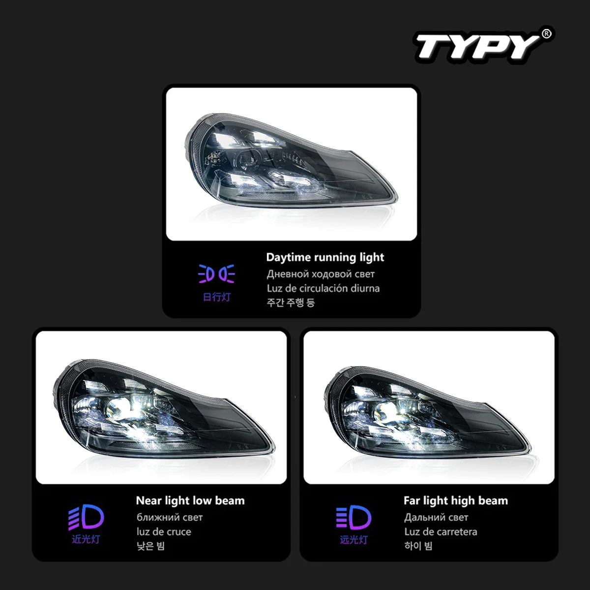 TYPY Car Lights For 2007-2010 Porsche Cayenne 957 Headlight LED Laser Matrix Front Lamp DRL Auto Accessories Plug Play