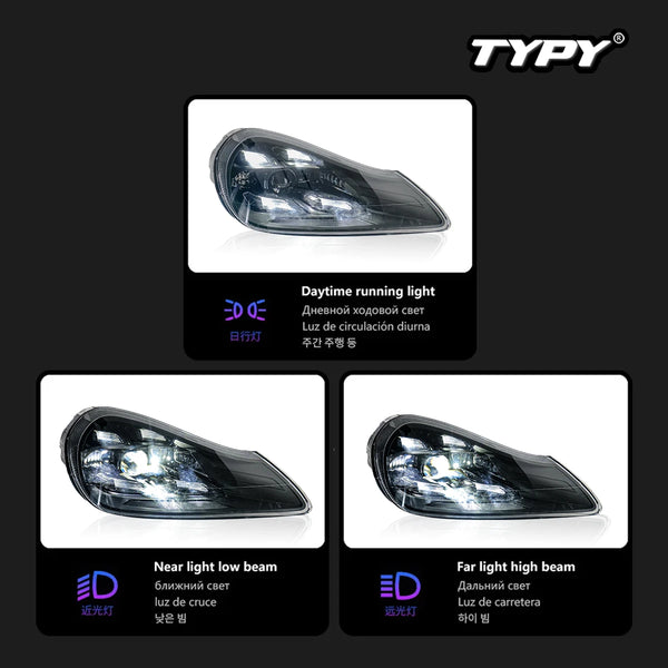 TYPY Car Lights For 2007-2010 Porsche Cayenne 957 Headlight LED Laser Matrix Front Lamp DRL Auto Accessories Plug Play