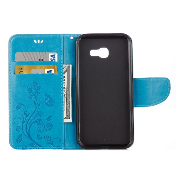For Galaxy A5 (2017) / A520 Butterflies Love Flowers Embossing Horizontal Flip Leather Case with Holder & Card Slots & Wallet & Lanyard