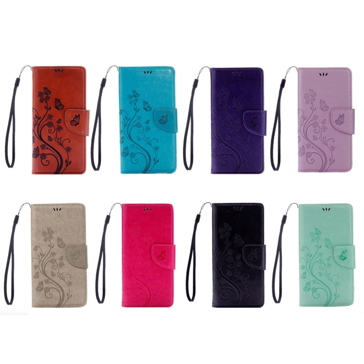 For Galaxy A5 (2017) / A520 Butterflies Love Flowers Embossing Horizontal Flip Leather Case with Holder & Card Slots & Wallet & Lanyard