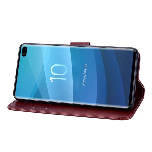 Rose Embossed Horizontal Flip PU Leather Case for Galaxy S10 Plus, with Holder & Card Slots & Wallet