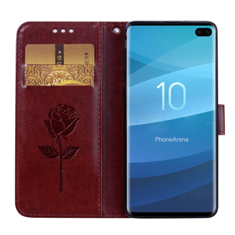 Rose Embossed Horizontal Flip PU Leather Case for Galaxy S10 Plus, with Holder & Card Slots & Wallet