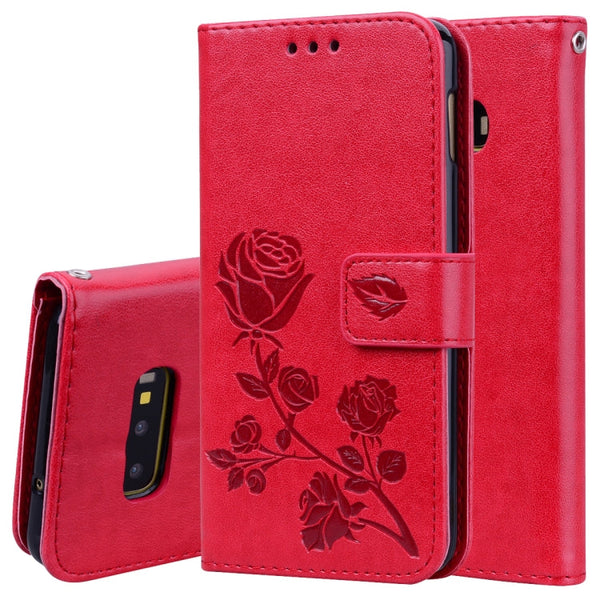 Rose Embossed Horizontal Flip PU Leather Case for Galaxy S10e, with Holder & Card Slots & Wallet