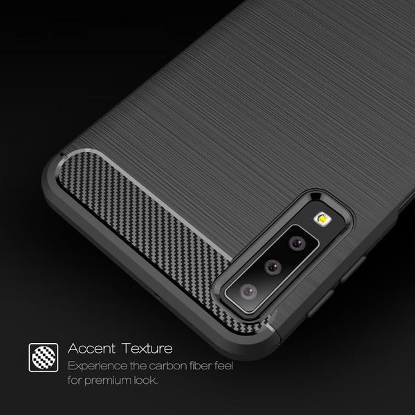 For Galaxy A7 (2018) / A750 Brushed Carbon Fiber Texture TPU Shockproof Anti-slip Soft Protective Back Cover Case, For Galaxy A7 (2018)