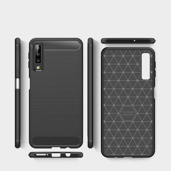 For Galaxy A7 (2018) / A750 Brushed Carbon Fiber Texture TPU Shockproof Anti-slip Soft Protective Back Cover Case, For Galaxy A7 (2018)
