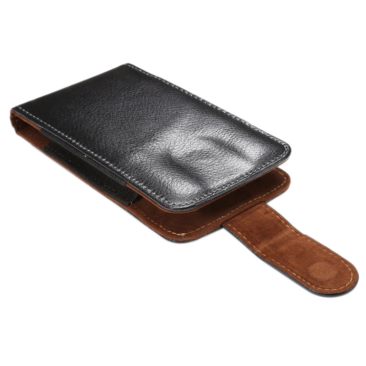 5.2 inch Litchi Texture Vertical Flip Upright Genuine Leather Case / Waist Bag with Rotatable Back Splint for iPhone X  & Galaxy S7 & S6 Edge & S6 & S5, Sony Xperia Z5 & Z4 & Z3, Huawei P9 & P8, etc