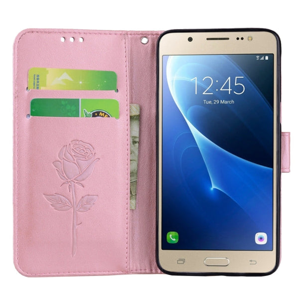 For Galaxy J5 (2016) / J510 Roses Pressed Flowers Pattern Flip Leather Case with Holder & Card Slots & Wallet
