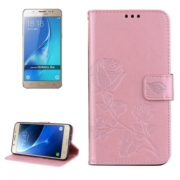 For Galaxy J5 (2016) / J510 Roses Pressed Flowers Pattern Flip Leather Case with Holder & Card Slots & Wallet